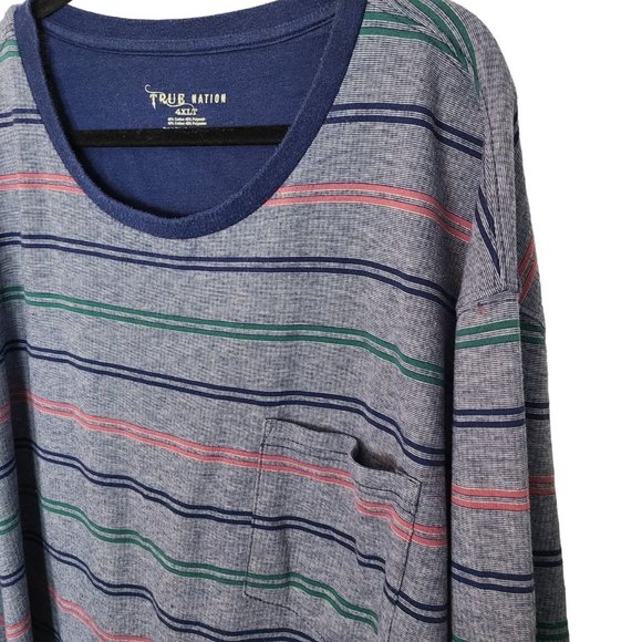 True Nation Mens 4XLT Blue Striped Long Sleeves Lightweight Pullover Sweater - Picture 5 of 7